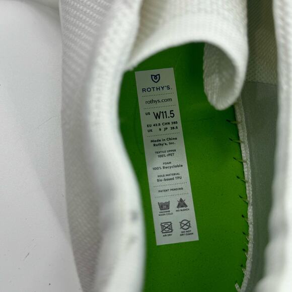 Rothy’s The Lace Up Sneaker Soft Flexible Upper Bright White Size W11.5 NWOB - Picture 10 of 10